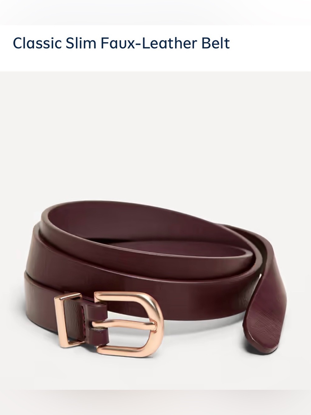 Classic Slim Faux-Leather Belt - Burgundy
